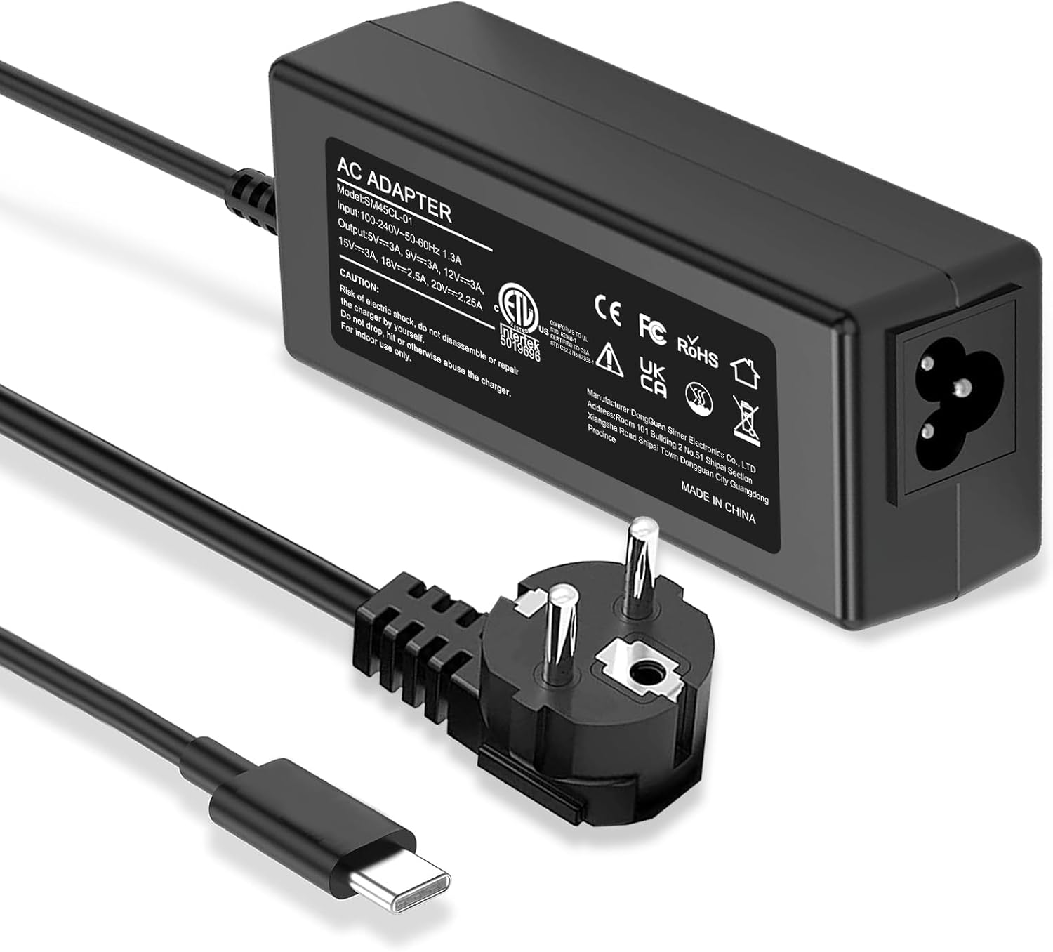 thumbnail image 2 of 45W USB-C PD Charger – LED Display – Fits Dell, HP, Lenovo, Asus, Acer, Google Chromebook – 3-Year Warranty 2 of 5