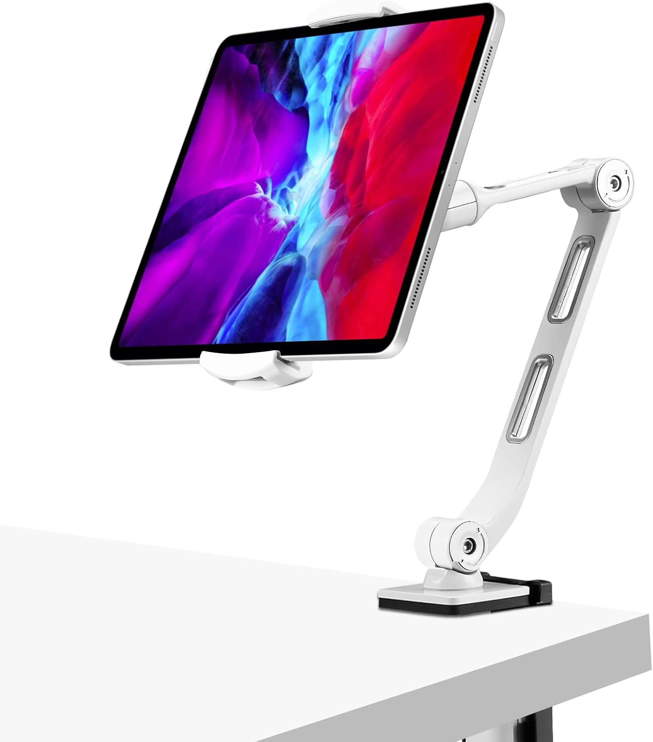 Support deTablette Réglable, Support de Bureau à Bras Rotatif à 360 Degrés, Support de Téléphone à Pince en C pour Bureau pour la Plupart des Appareils de 4,7 à 11 Pouces YF208BW zeyi