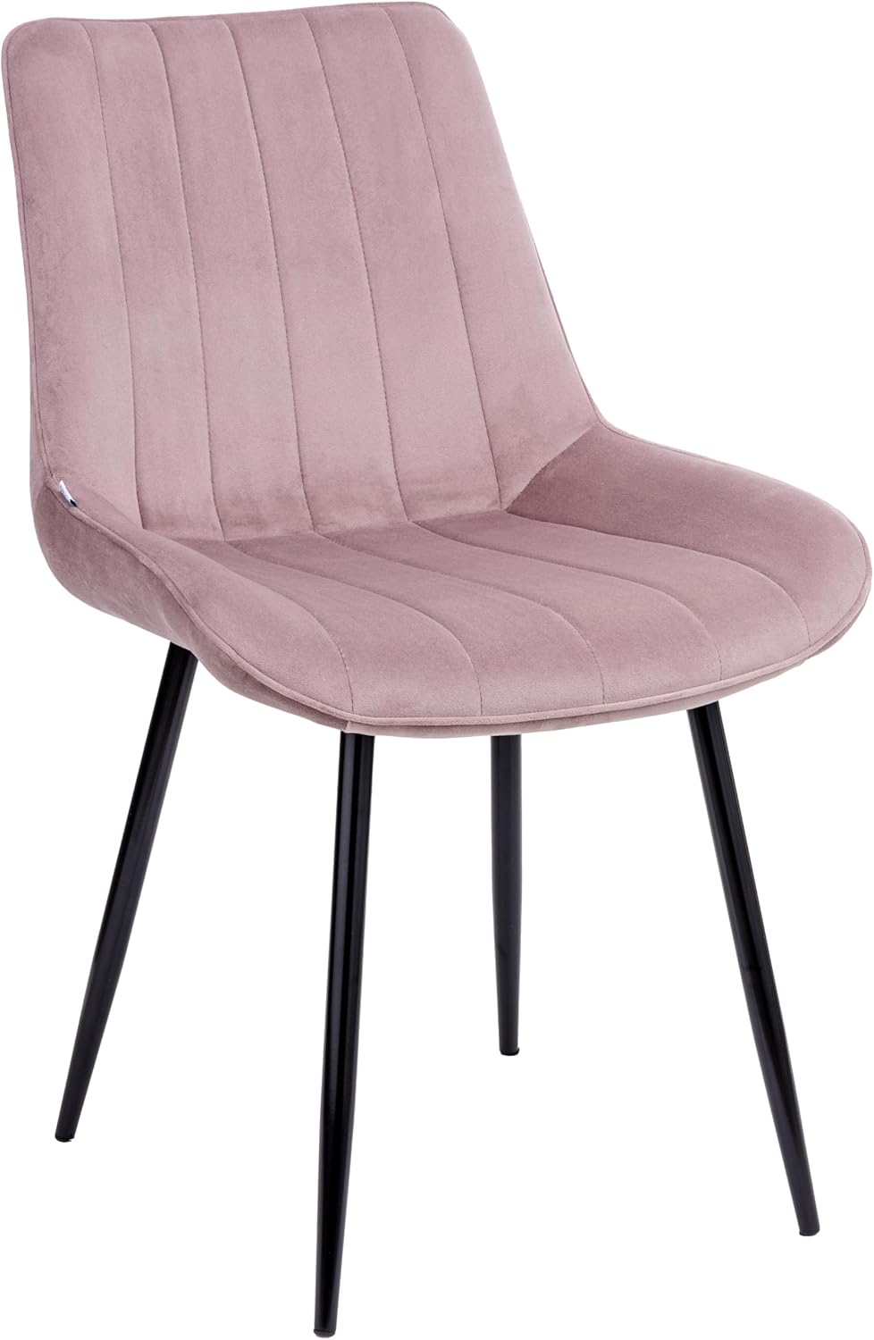 Baroni Home Chaise Moderne avec Revêtement en Velours et Pieds en Acier Noir, Fauteuil Ergonomique et Confortable de Salon, Chambre à Coucher, Salle à Manger, Rose Poudré 1 Pièce, 53x86x44 cm
