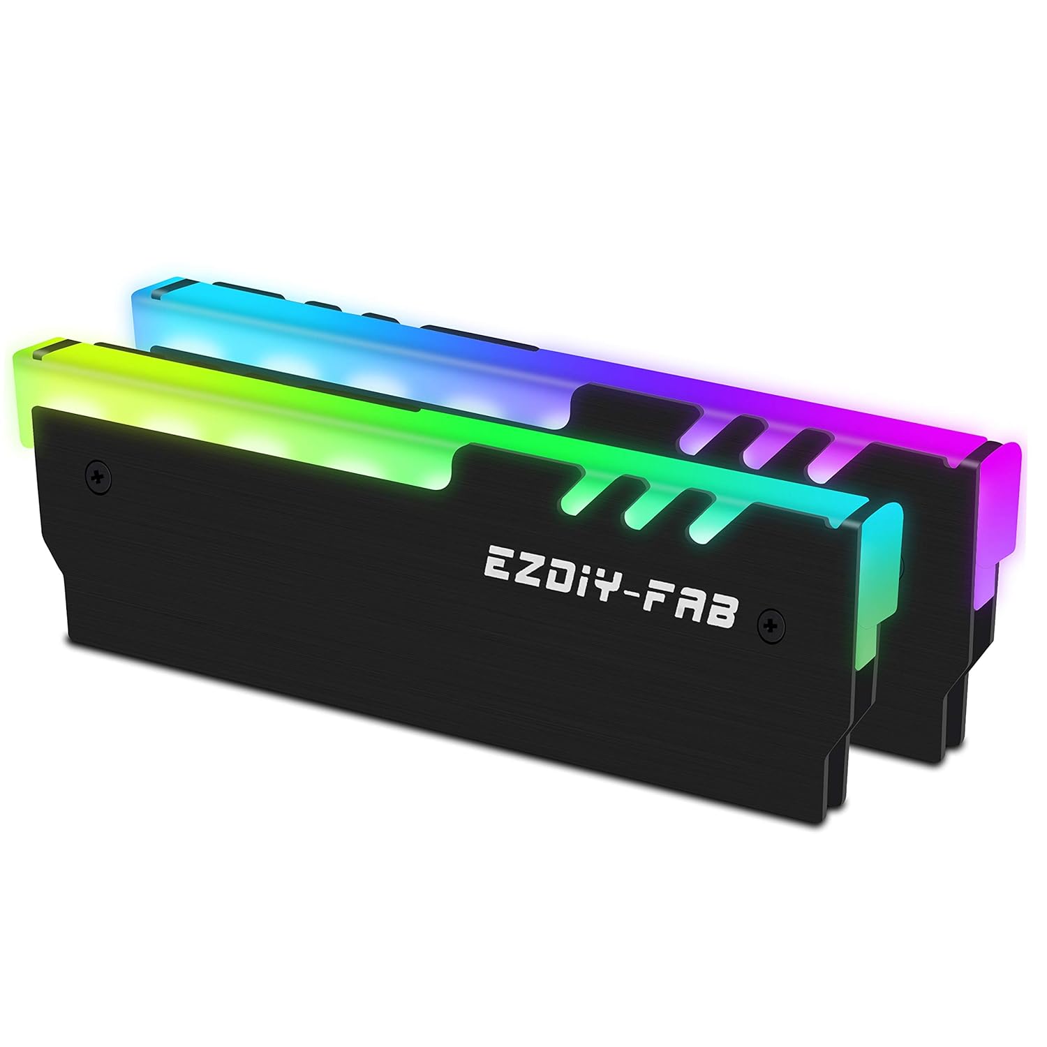 EZDIY-FAB RGB Adressable Mémoire RAM Cooler DDR Dissipateur Pour PC Game Overclocking DDR3 DDR4, 5V 3Pin ARGB Motherboard Sync -Noir-2 Pack