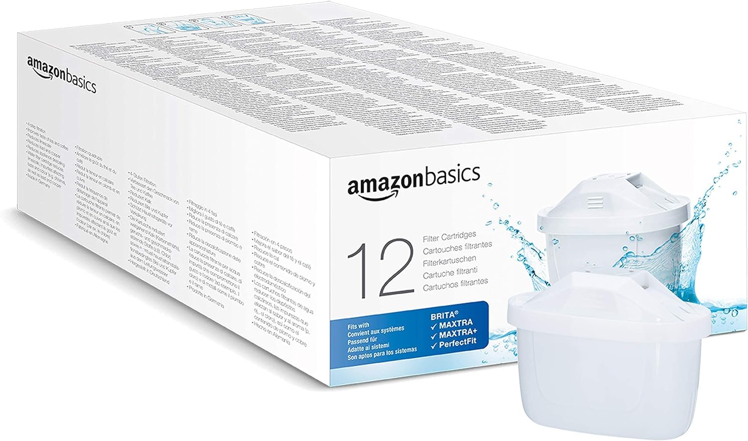 Amazon Basics Pack de 12 cartouches filtrantes, compatibles avec toutes les carafes filtrantes actuelles BRITA