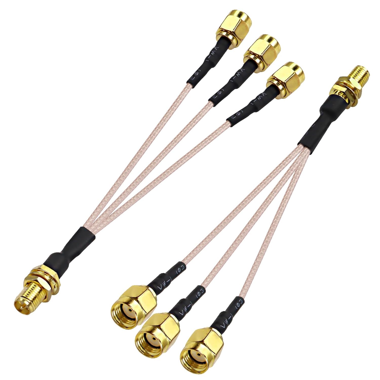 XMSJSIY RP - SMA Splitter Cable RP - SMA connecteur femelle à 3 RP - SMA connecteur mâle coaxial rg178 Extension cable y Splitter tailfill Cable wifi antenne Extension cable - 15cm - 2pcs