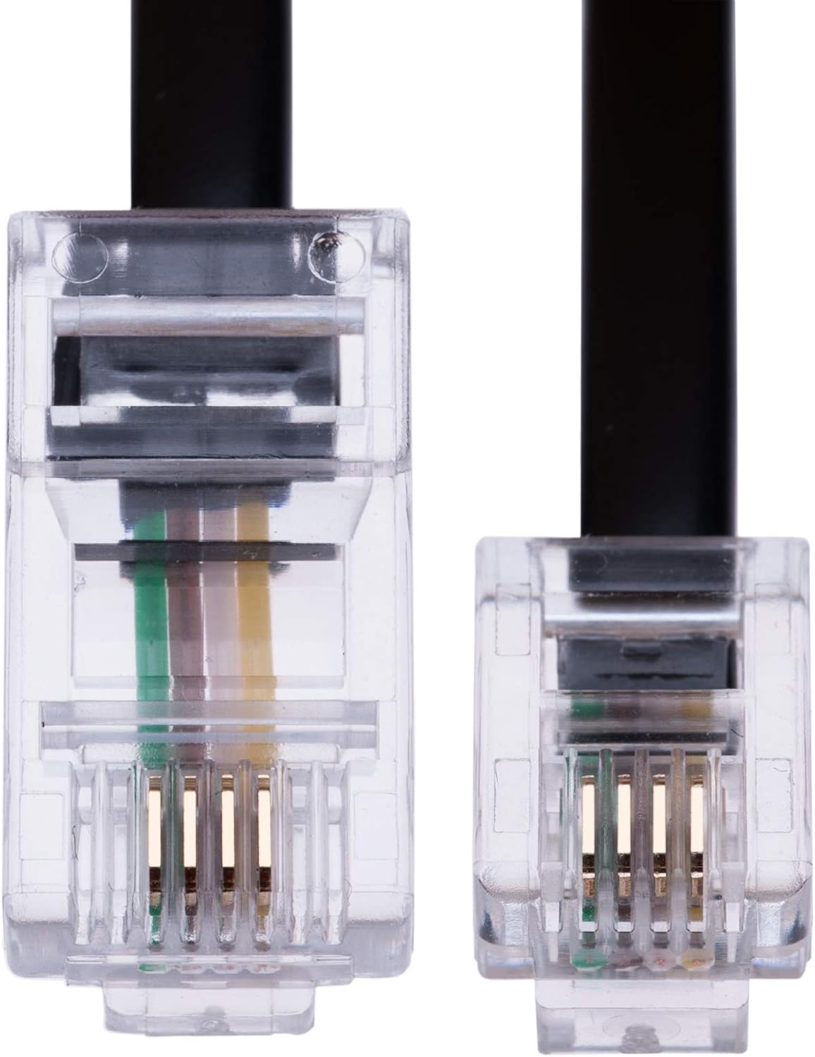 2m RJ11 bis RJ45 Kabel Ethernet-Modem-Daten-Telefon ASDL Patch Führen Breitband Schnelle Geschwindigkeit BT Internet-Stecker 6P4C bis 8P8C Eben Kompatibel mit Modem, Router, Festnetz (Schwarz)