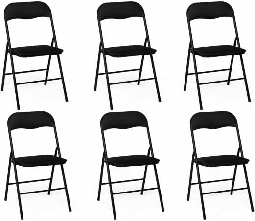 IDMarket - Lot de 6 chaises Pliantes KITY Noires en PU
