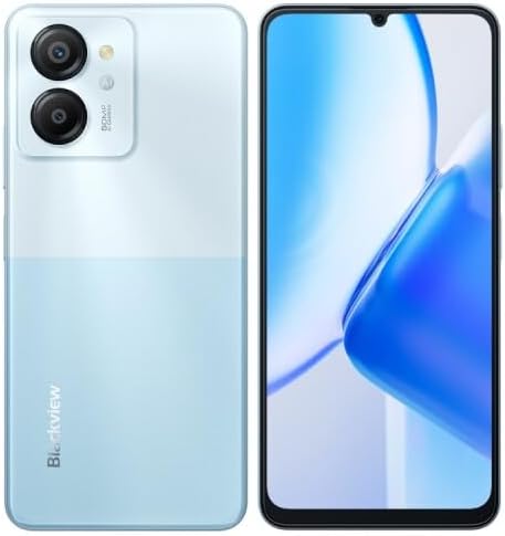 Blackview Color 8 Smartphone Débloqué, 16GB+256GB, 6.75" FHD+ 90Hz, Caméra 50MP+8MP, Batterie de 6000mAh, Trois Emplacements de Carte, Téléphone Android 13, Haut-Parleur Smart-K Box, GPS Bleu