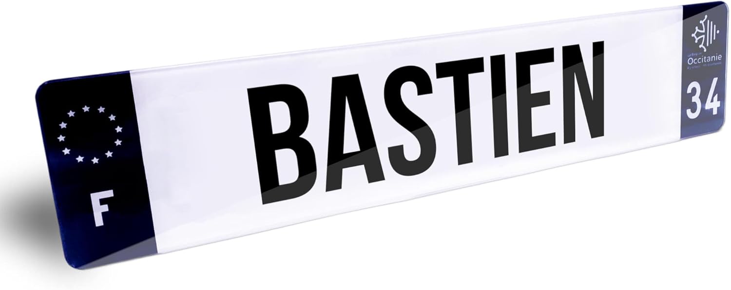 1 Plaque Voiture Prénom Noir - Plaque Immatriculation pour Voiture, Camion, Garage - Plaque Fantaisie 520 x 110 mm - Plaque Prénom Camion - Plaque Personnalisée, Plaque Prénom Personnalisable