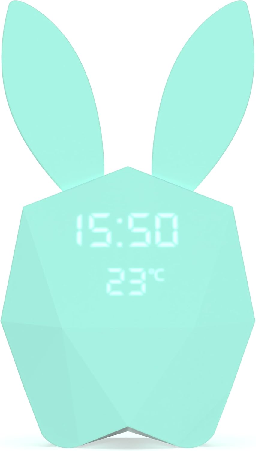 Mob - Cutie Clock Connect - Réveil Connecté et Intelligent avec Détecteur de Mouvement - Veilleuse Nomade Design - Turquoise