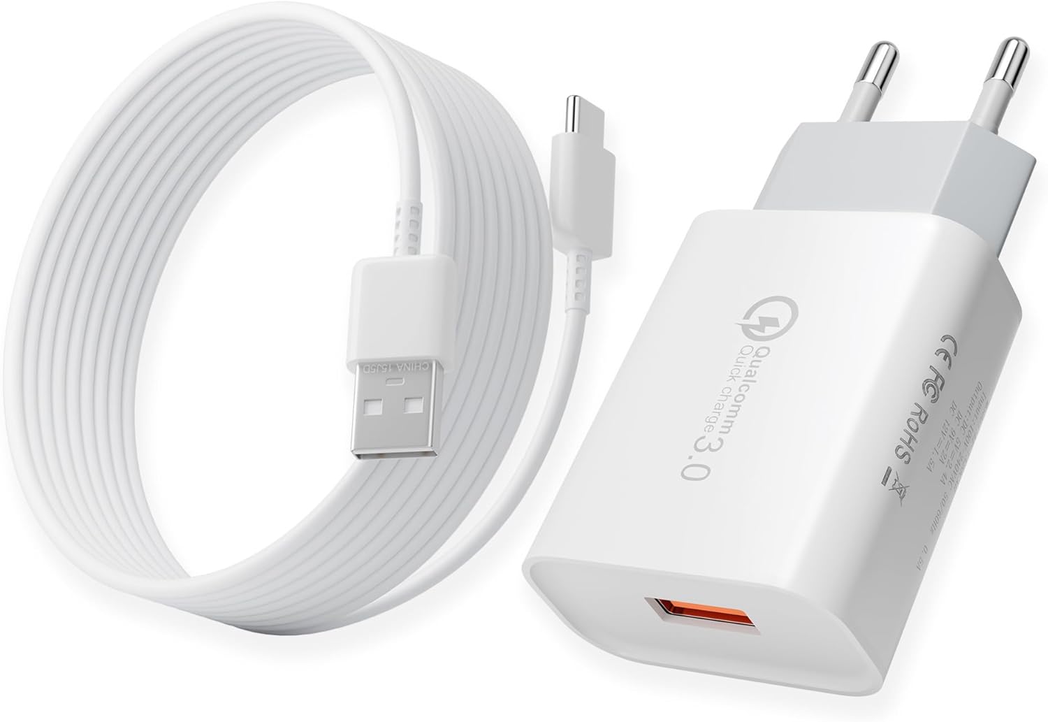 Chargeur Type C Charge Rapide pour Samsung Galaxy A54,A52S,A53,A34,A14,S23,S22,S21,S20 FE,S10,S9,S8 Plus,Z Flip3,Z Fold3,M53 5G, LG, Xiaomi Note9, Huawei, Google Téléphone, avec 2m Câble USB C