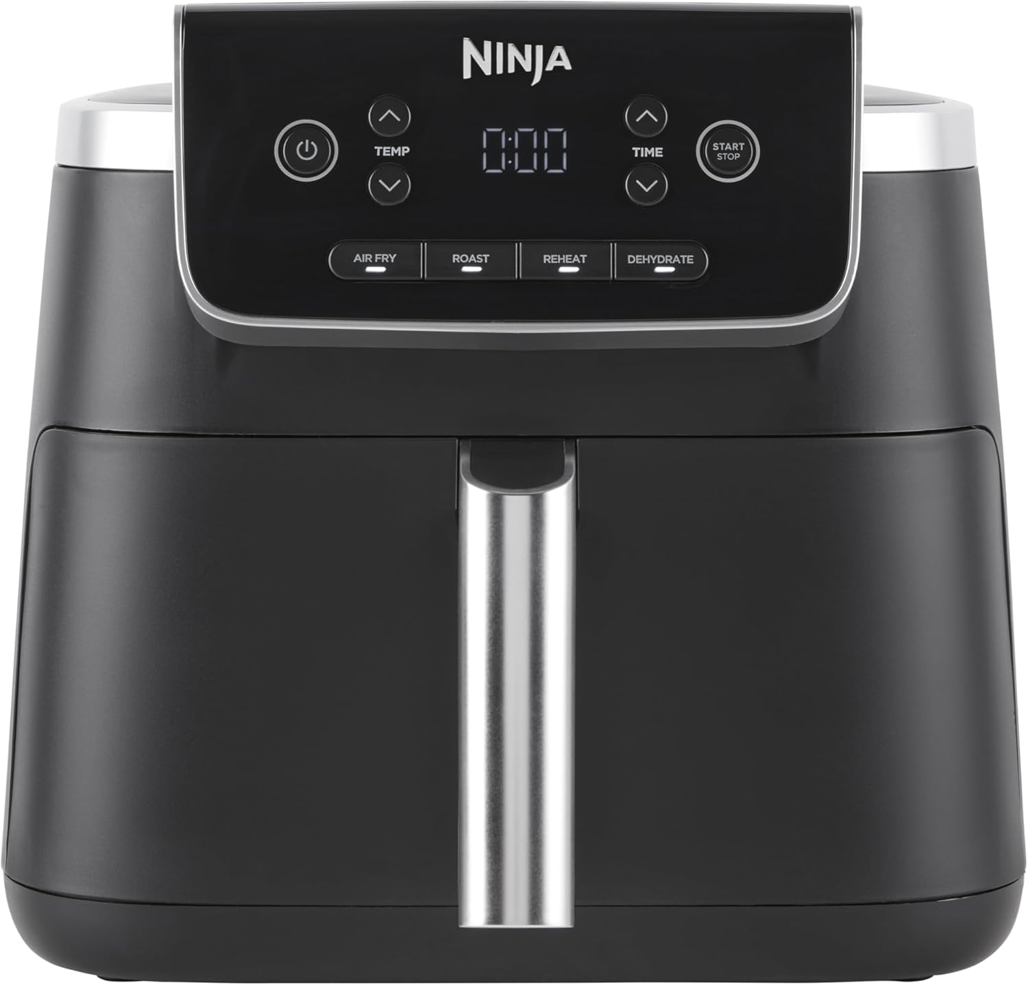NINJA Air Fryer PRO Friteuse 4,7L, 1 tiroir, 4-en-1, sans huile, rôtir, réchauffer, déshydrater, cuire 1 à 2 portions, à partir de produits surgelés, tiroir, panier antiadhésifs, 2 000 W, Noir AF140EU