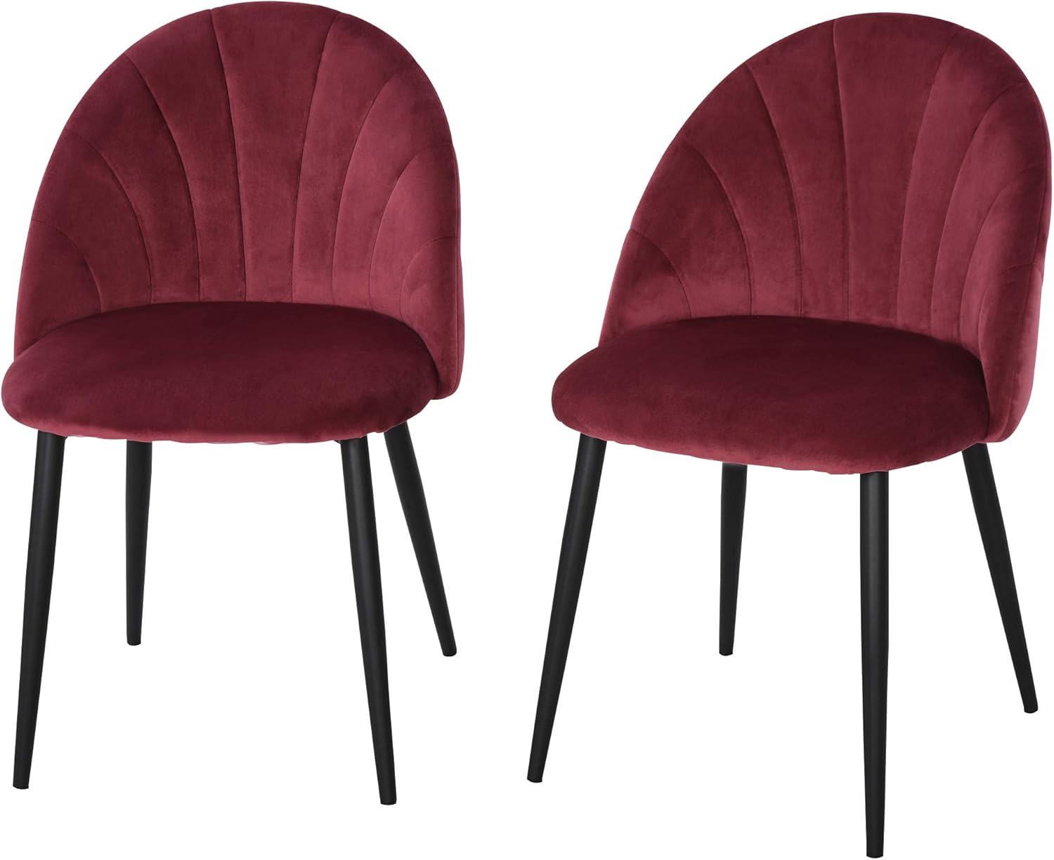 HOMCOM Lot de 2 chaises de Salle à Manger Chaise de Cuisine Velours Bordeaux Pieds métal Noir dim. 52L x 54l x 79H cm