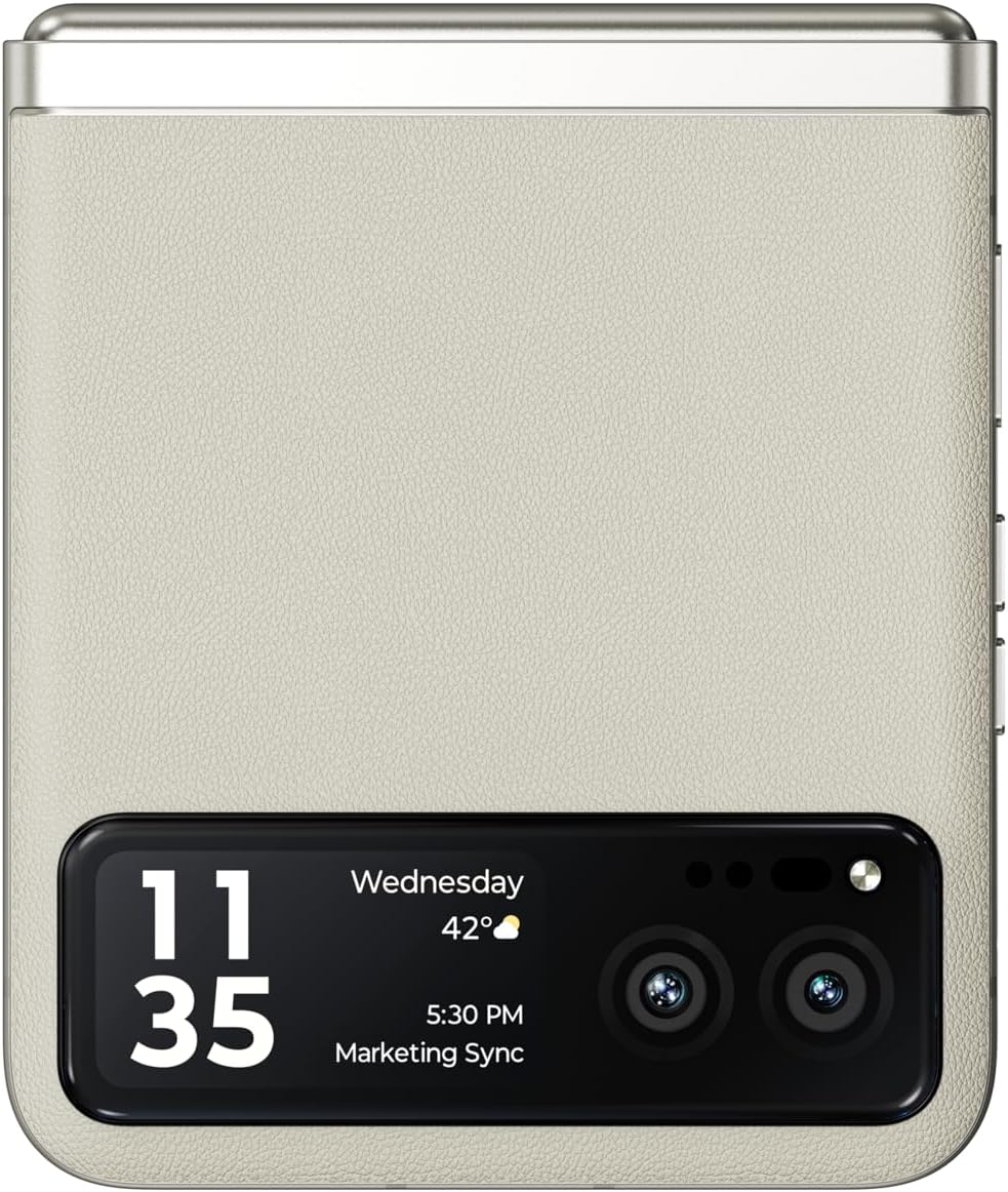 MOTOROLA RAZR 40 5G RAM 8GB, 256GB Beige créme, Smartphone déverrouillé, écran 6,9", batterie 4200 mAh, chargeur, câble et coque, Version FR