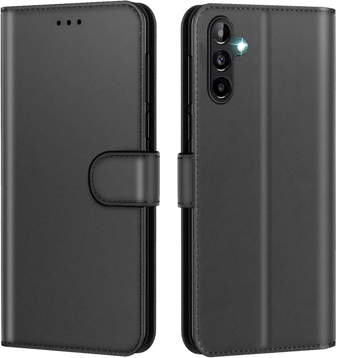New&Teck Coque pour Samsung Galaxy A14 4G/5G Housse Etui Portefeuille, Cuir Multifonction, Fermeture Magnétique à Clapet Anti-Choc (Noir, A14)