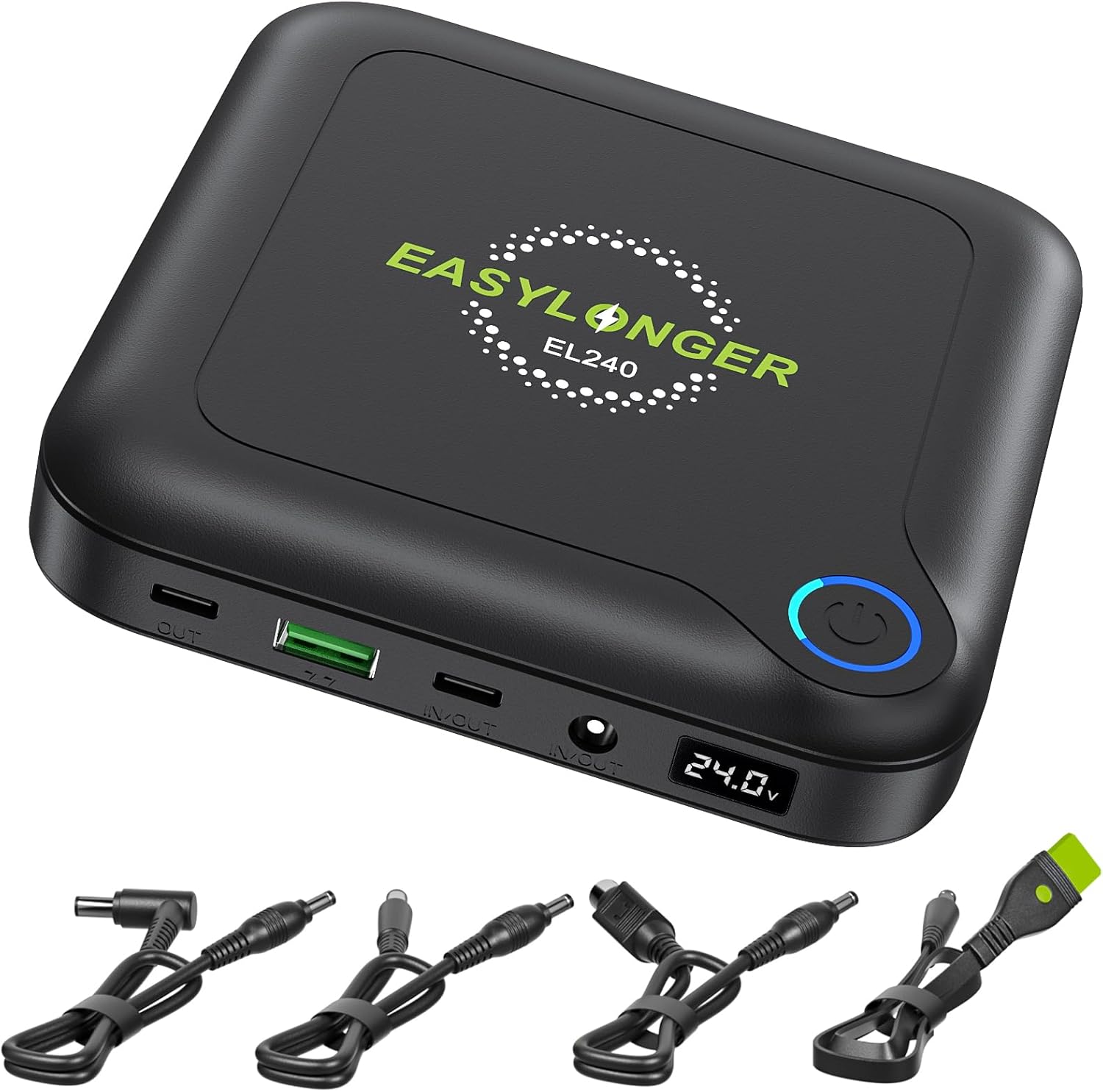 EASYLONGER EL240 88.8Wh Batterie CPAP, Batterie CPAP avec 4 Câbles pour ResMed S9/AirMini/AirSense 10/AirSense 11/Philips Dreamstation,24000mAh Voyage Batterie CPAP