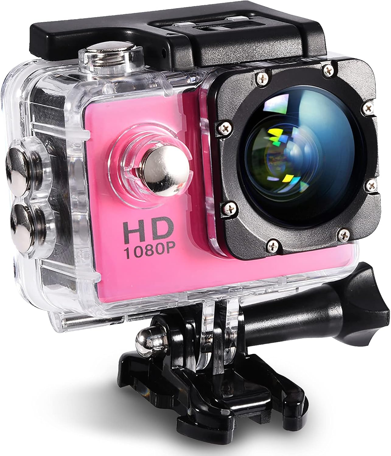 Bindpo Mini caméra de Sport DV, 1080P Full HD LCD caméra d'action étanche 30m caméra de Sport en Plein air DV caméra Mini caméscope avec Accessoires de Montage Kits(Rose)