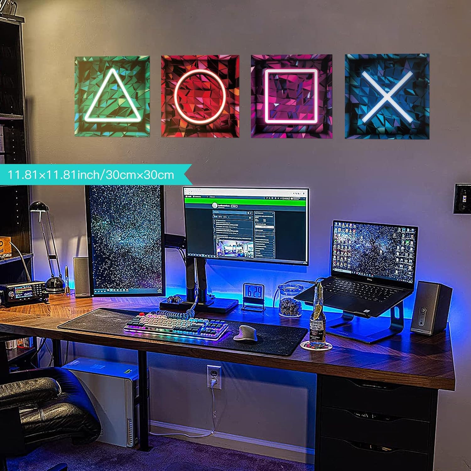 KAIRNE 3D Stickers Muraux Gamer,Gamer Poster Murale Decoration,Sticker de Gamer,Sticker Mural de Chambre Garçon,Moderne Stickers Muraux de Décoration de Salon,Décor Autocollant Mural de Garçon Dortoir