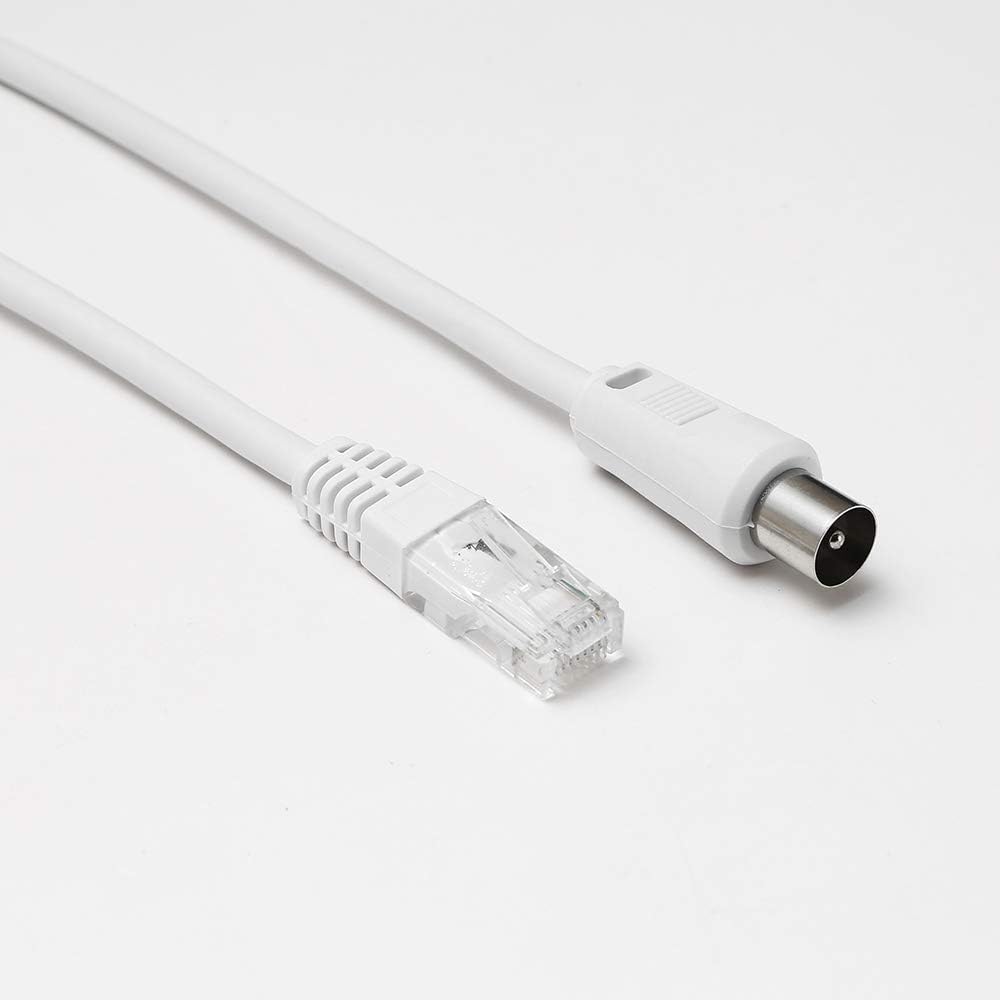 D2 Diffusion Câble RJ45 mâle vers coaxial mâle Longueur 2.00m - Cat 6 - Diamètre 9.52mm - Garantie 10 Ans - Blanc
