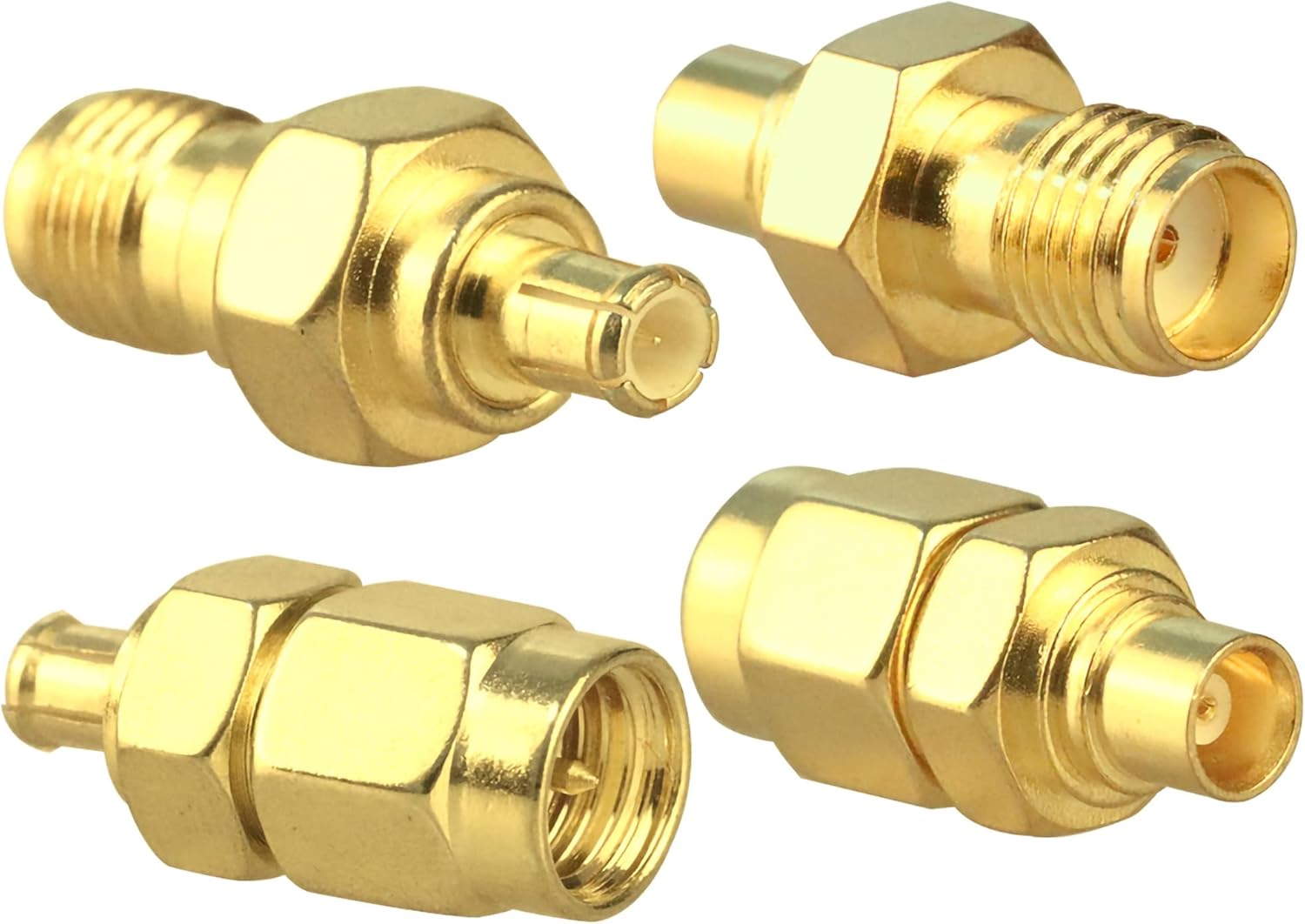 TUOLNK Kit de connecteurs RF SMA vers MCX Convertisseur Adaptateur SMA vers MCX pour antenne WiFi/Radio/Réseaux/Routeur WiFi/GPS/Telecom Kit de connecteur SMA Pack de 4