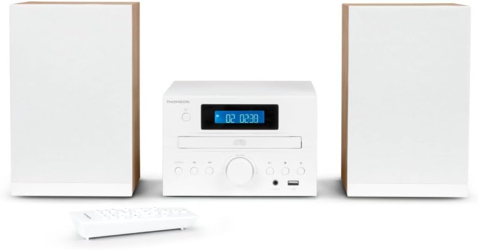 Micro Chaine Bluetooth Radio FM, CD, MP3 USB Blanche Thomson MIC121BT