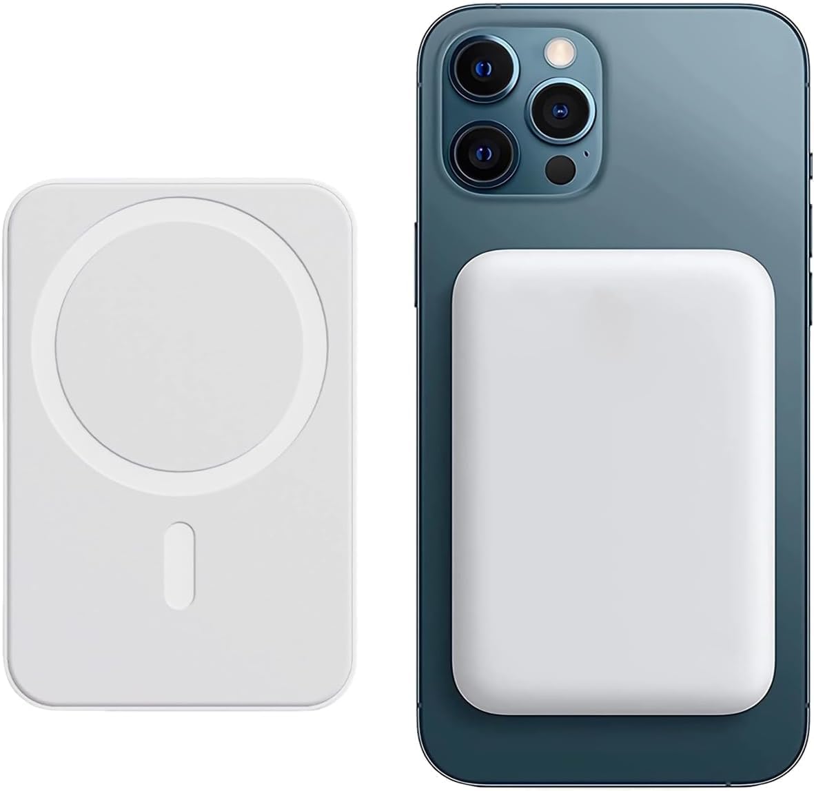 Batterie Externe Magnétique Power Bank sans Fil 5000mAh, PD 15W Charge Rapide Power Bank avec USB-C Entrée Chargeur Portable Compatible iPhone 16/15/14/13/12/Pro/Pro Max (Blanc)