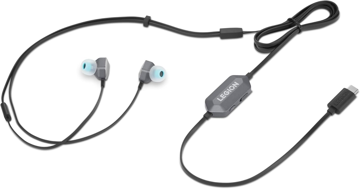 Lenovo Legion RGB Gaming Écouteurs Intra-Auriculaires avec Son Surround USB-C E510-7.1, Audio Haute résolution, contrôleur intégré avec lumières RVB – Compatible avec PC, Tablette, téléphone