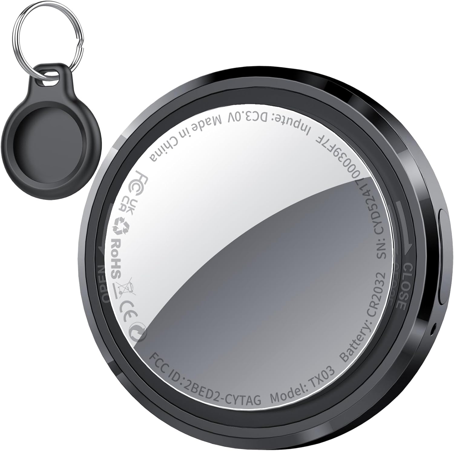 Smart Air Traceur Tag Compatible avec l'app Apple Localiser (Uniquement iOS), Tracker avec Étui de Protection/Porte-clés, Localisateurs D'objets Bluetooth pour Valises/Portefeuilles/Clés/Sacs 1 pièces