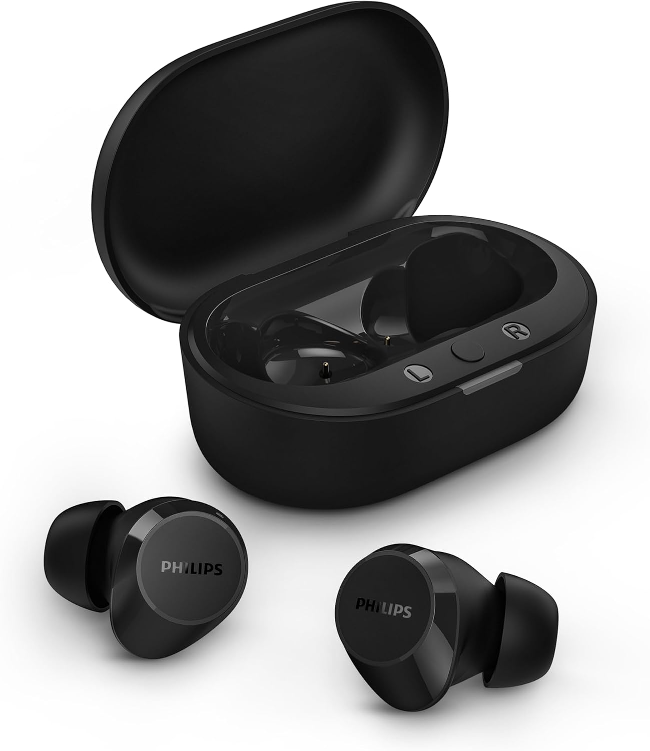 Philips TAT1209BK Wireless In-Ear Headphones - Small Tips, Good Value for Money, Natural Sound with Dynamic Bass, Clear Calls and Pocket Charging Case - Black