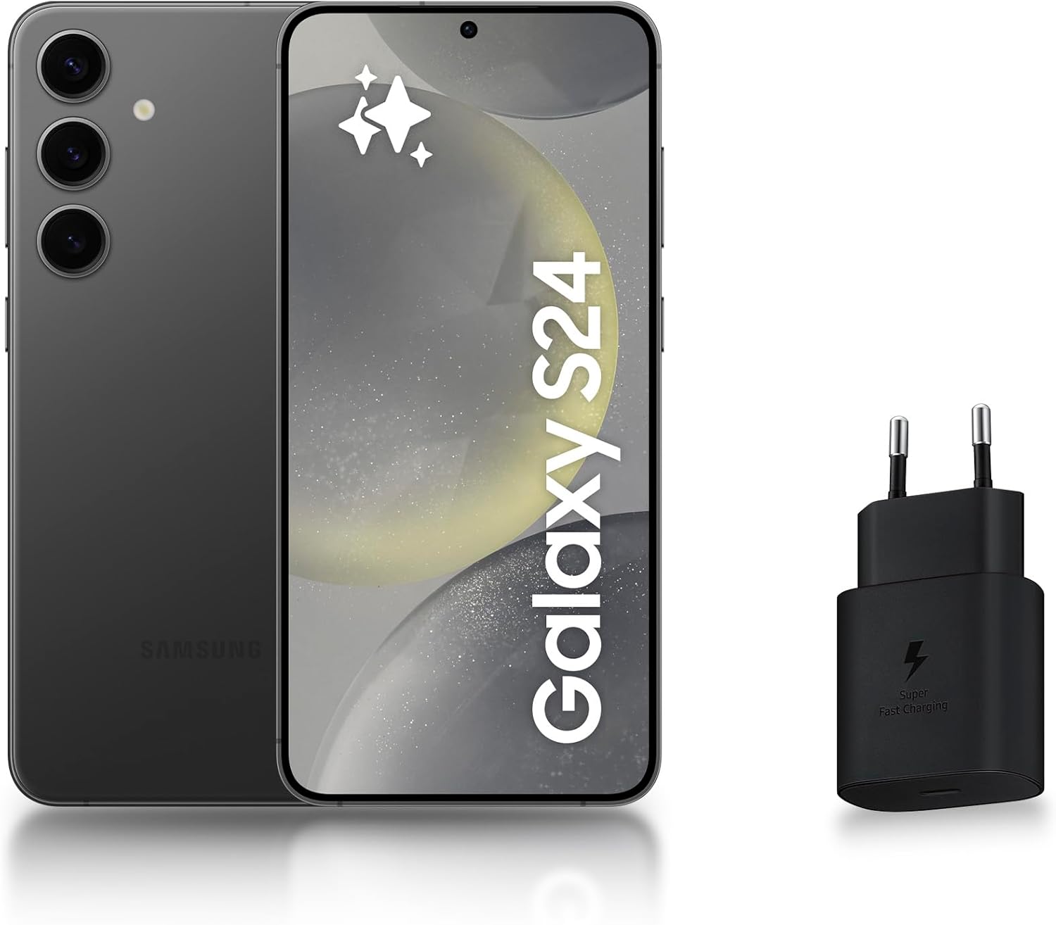 Samsung Galaxy S24, Smartphone Android 5G, 128 Go, Chargeur Secteur Rapide 25W Inclus [Exclusivité Amazon], Smartphone déverrouillé, Noir, Version FR