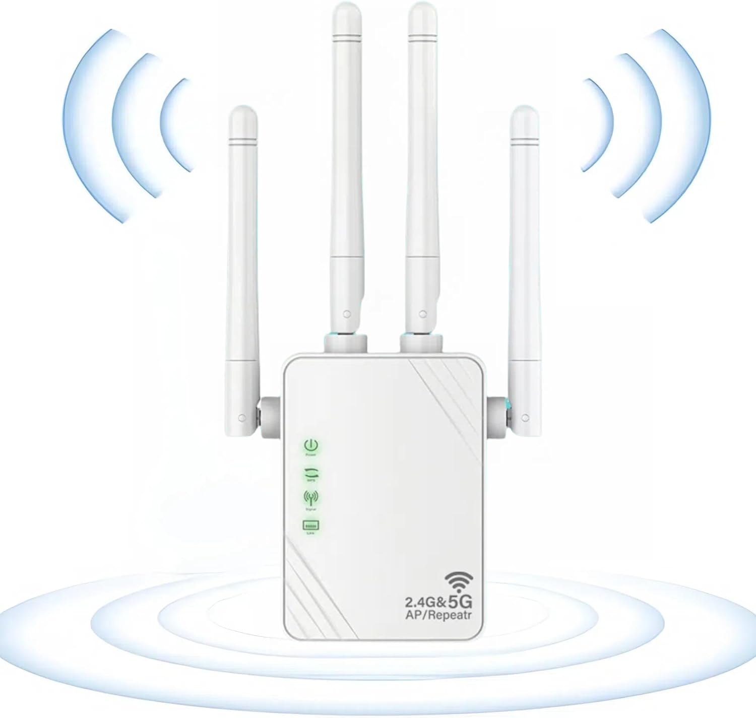 AILKIN Répéteur WiFi Amplificateur Wi-FI Blanc 1200Mbps Dual Band 2.4G/5G, Amplificateur de Signal Wi-FI, 2 Ports LAN/WAN, 4 antennes, Extension WiFi pour la Maison et Le Bureau, Répéteur/Routeur/AP