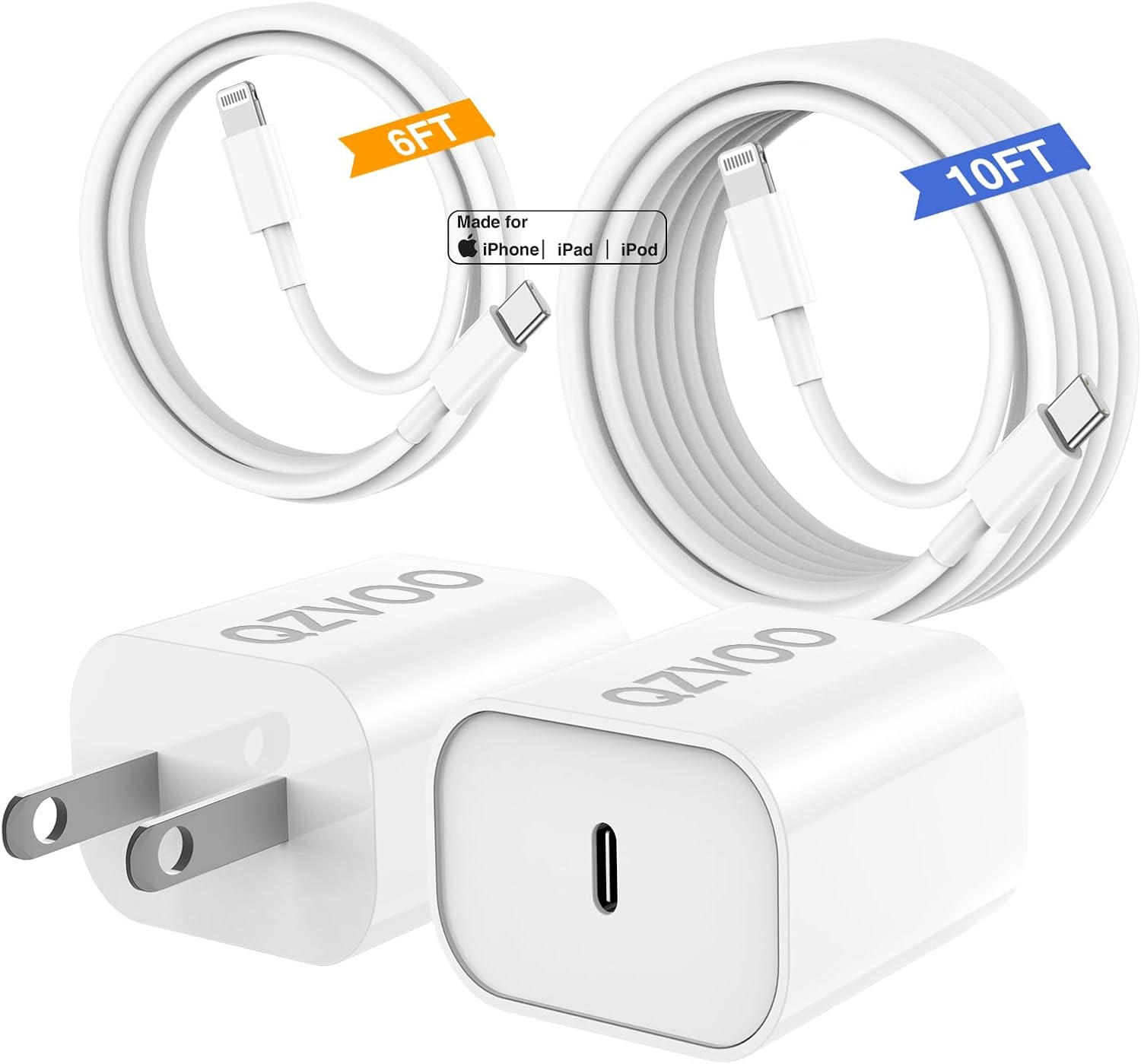 JEAXHAO (6ft+10ft) iPhone 14 13 12 Charger, MFi Certified iPhone Fast Charger Cord with 20W Charger Block, Type C to Lightning Cable Fast Charging for iPhone 14/14 Pro/14 Pro Max/13/12/11/XS/SE, iPad