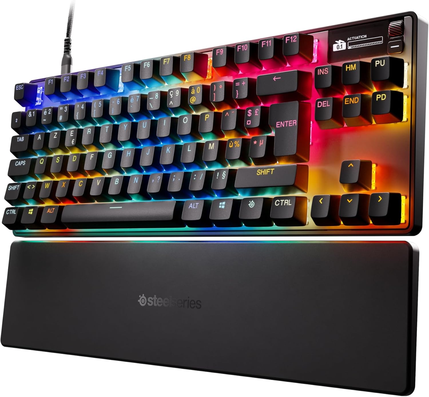 SteelSeries Apex Pro TKL Gen 3 - Clavier HyperMagnetic gaming - OmniPoint 3.0 - Actionnement ajustable - Déclenchement rapide - Préréglages prêts à jouer - Toucher rapide/SOCD - OLED -FR Layout AZERTY