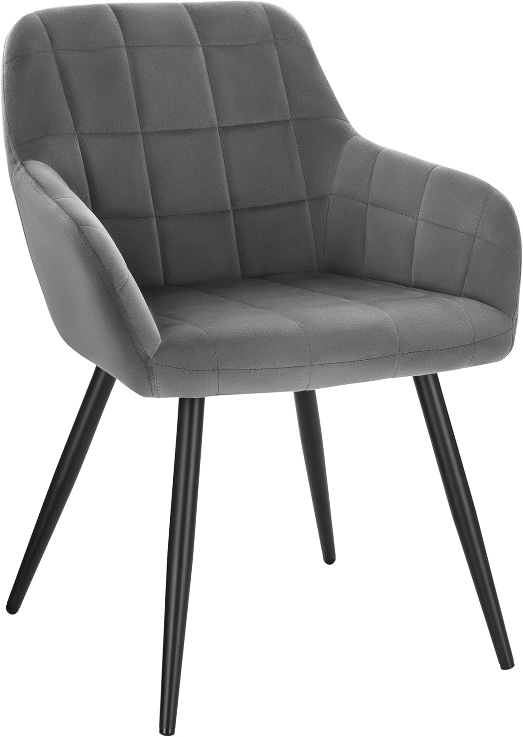 WOLTU 1 pièce Chaise de Salle à Manger Chaise de Cuisine rembourrée en Velours, Pied en métal,Gris Foncé BH93dgr-1
