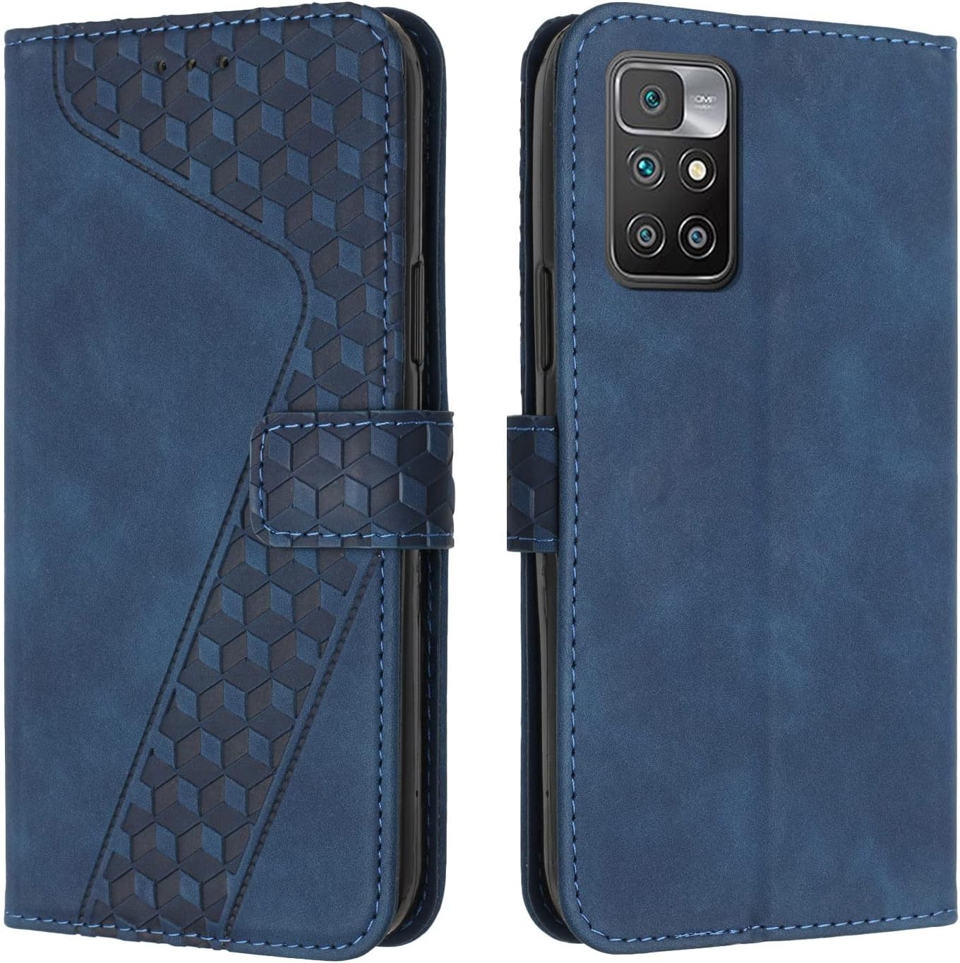 OKZone Case for Xiaomi Redmi 10, Premium PU Leather Wallet Phone Case [Magnetic Clasp] [Card Slots] Flip Case for Xiaomi Redmi 10 (Blue)