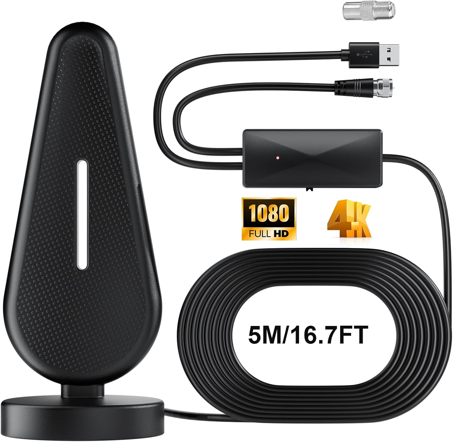 Gezimetie 2024 Newest Indoor TV Antenna Powerful TNT HD Indoor TV Antenna with High Gain Signal Amplifier, 360° Long Range Reception with Strong Magnetic Base, Compat