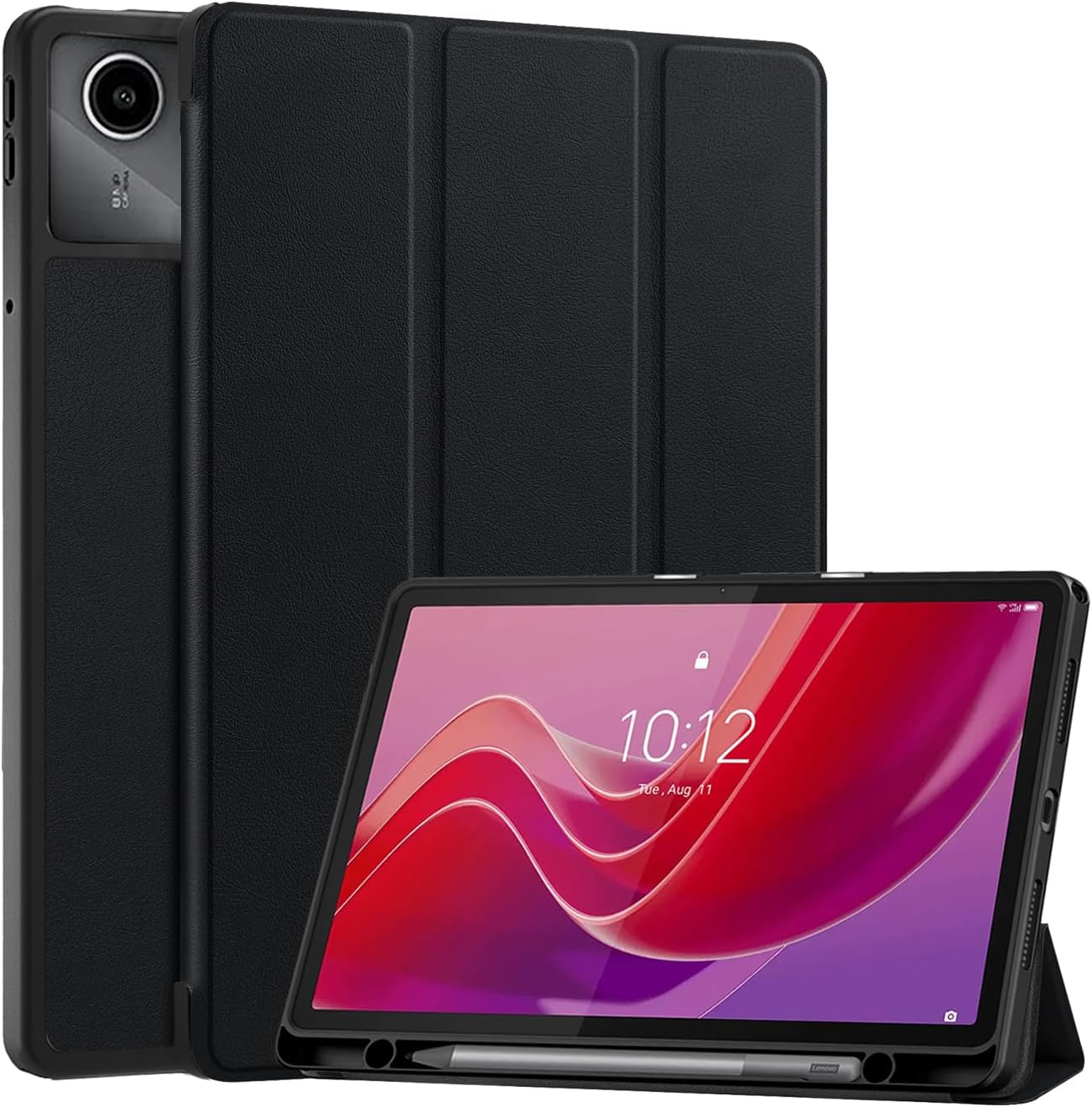 Vakarey pour Lenovo Tab M11 Coque avec Porte-Stylo,Ultra Mince Intelligent Housse Étui Coque Tablette pour Lenovo Tab M11,Noir