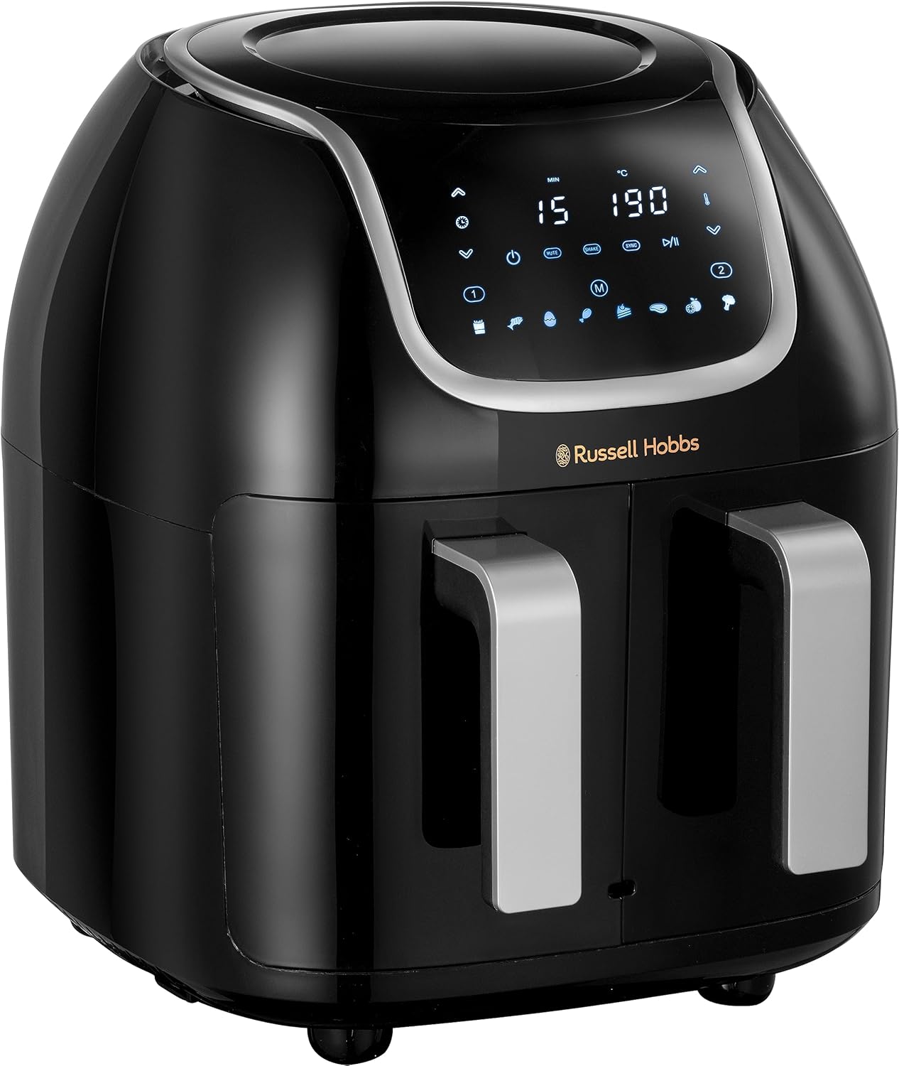 Russell Hobbs Air Fryer Double panier (2 Paniers à 4,25L | 8,5L total) Friteuse sans huile (8-en-1, écran tactile, synchronisation des temps de cuisson, ajout d'aliments, 200°C) Dual Basket N27290-56S