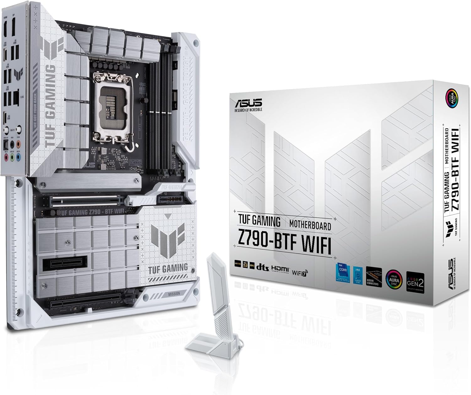 ASUS TUF Gaming Z790-BTF WiFi Carte mère LGA 1700 ATX (16+1+1 étapes de Puissance, PCIe 5.0, DDR5, Quatre emplacements M.2, WiFi 7 et Ethernet 2,5 Go, USB Frontal 10 Gbps, SATA 6 Gbps, Thunderbolt 4)