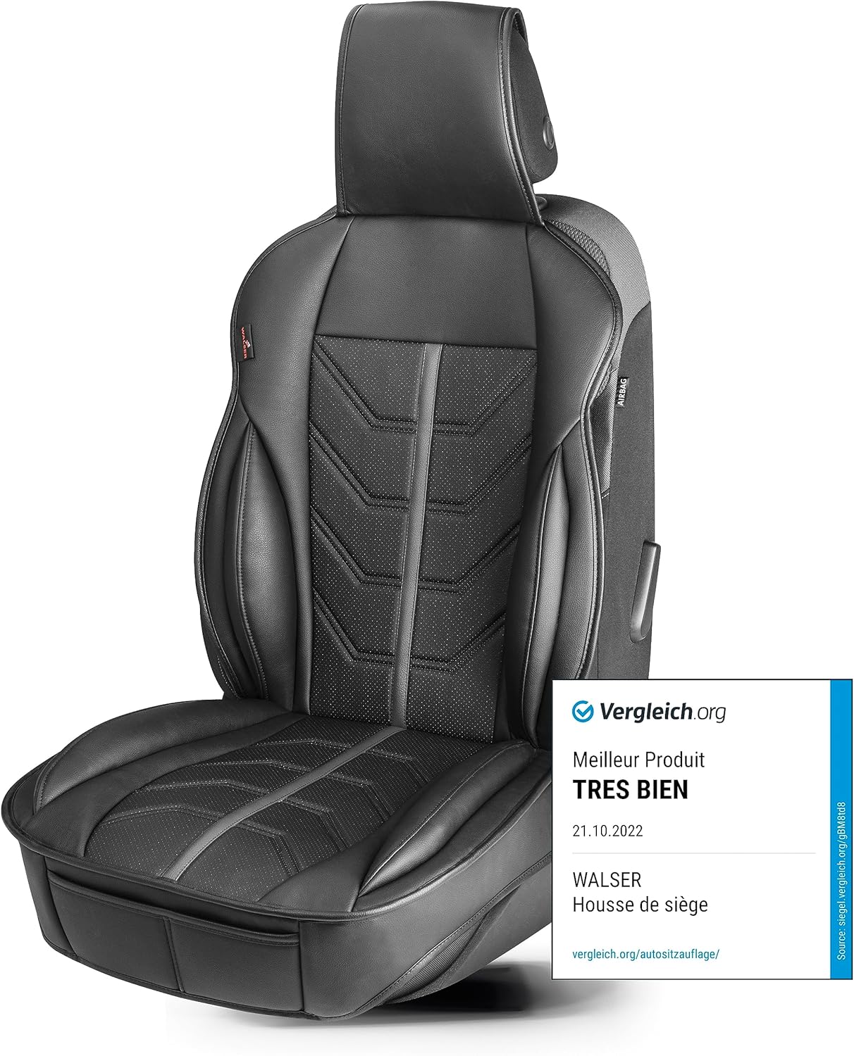 WALSER housse de siège de voiture, universel housse de siège et coussin de protection noir-gris Kimi, housse de siège compatible avec 95% de automóviles (Voiture/Berline/SUV/Camionnette/Fourgon)