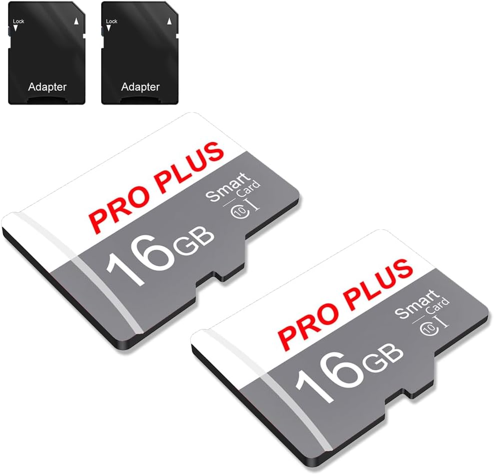 2 Pack 16GB Memory Card with Adapter, High Speed TF Memory Card UHS-I A1 C10 TF Card for Tablet/Phone/Camera/Car Radio/Driving Recorder (TF183 16GB)