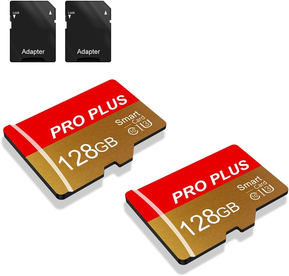 2 Pack 128GB Memory Card with Adapter, High Speed TF Memory Card UHS-I A1 C10 TF Card for Tablet/Phone/Camera/Car Radio/Driving Recorder (TF162 128GB)