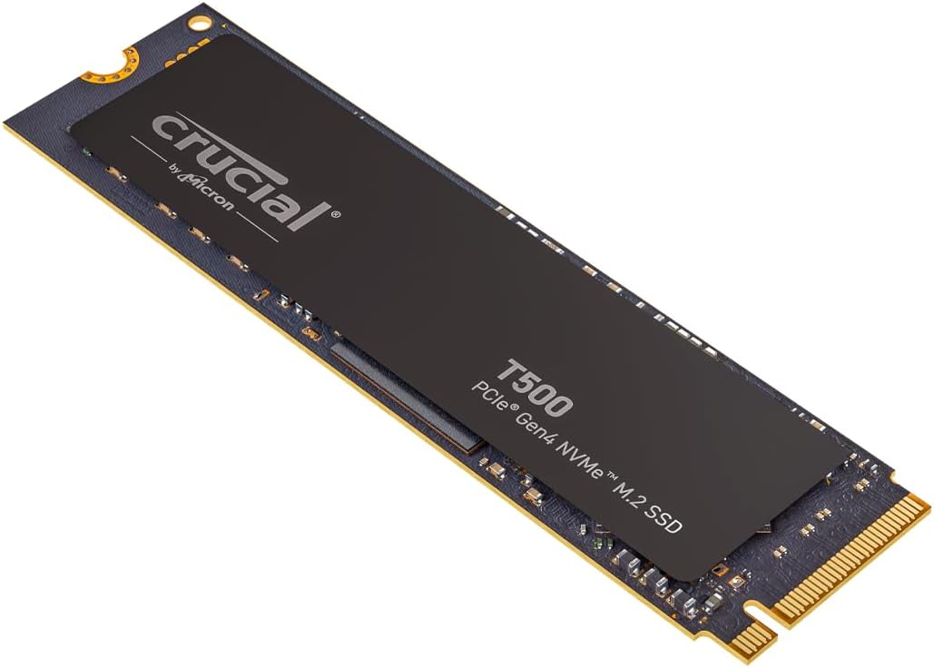 Crucial T500 SSD 1TB PCIe Gen4 NVMe M.2 SSD Internal Gaming, Up to 7300MB/s, TLC NAND, Compatible with Laptop and Desktop, Solid State Drive, Microsoft DirectStorage - CT1000T500SSD8