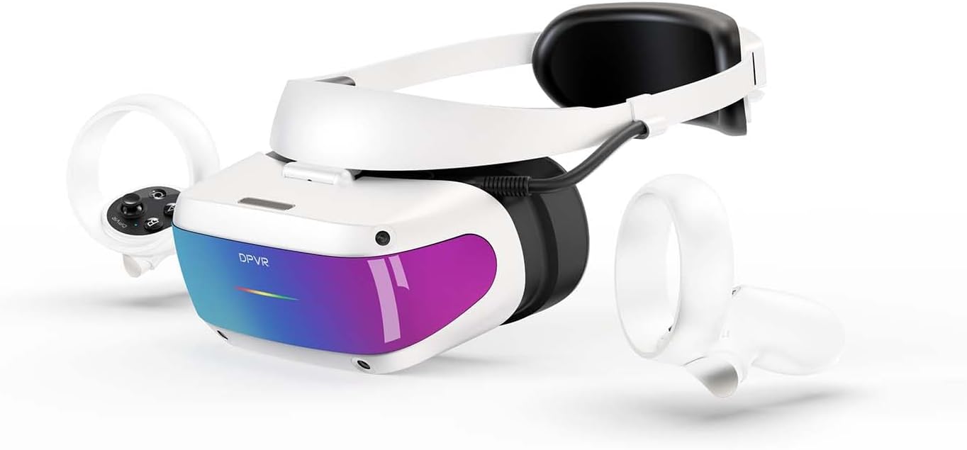 DPVR E4 VR Headsets PCVR with Controller, Virtual Reality Headset for PC Games, Supports SteamVR Games