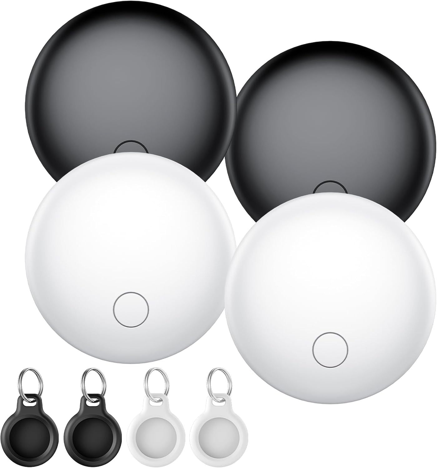 Smart Air Tag Tracker Pack of 4, Compatible with Apple Locate (iOS Only), Air Locators Tags for Suitcases Wallets Keys Bags, 100dB Beep, Global Tracking, IP67, Replaceable Battery