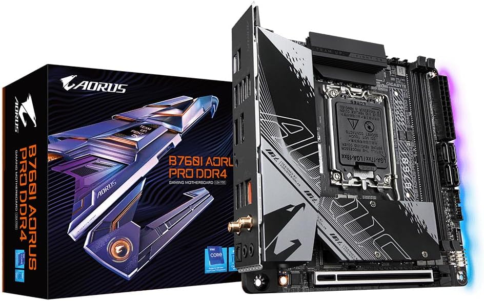GIGABYTE B760I AORUS Pro DDR4 Motherboard - Supports 14th Gen Intel Core Processors, 8+1+1 Phase Digital VRM, up to 5333MHz DDR4 (OC), 2xPCIe 4.0 M.2, Wi-FI 6, LAN 2.5GbE
