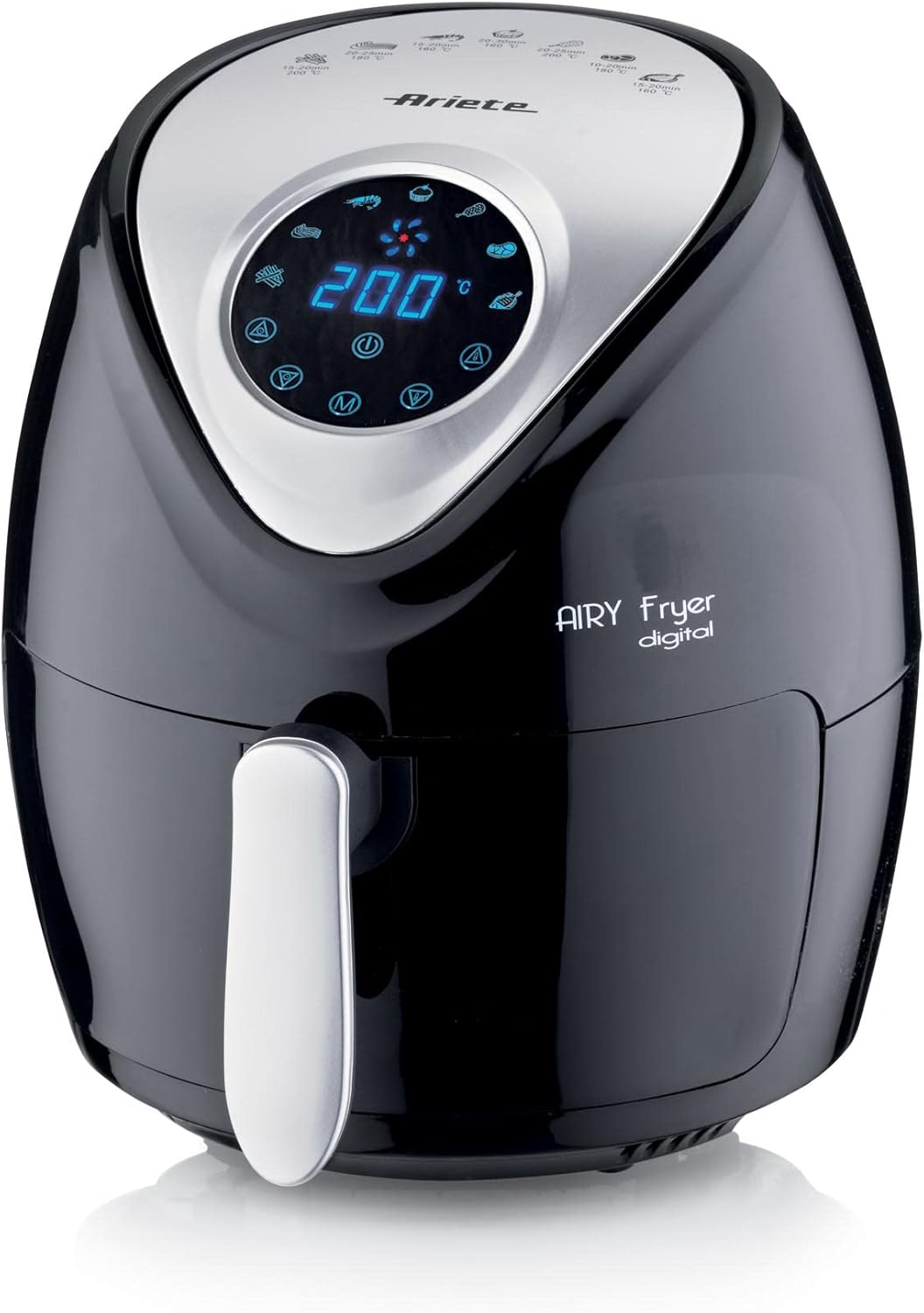 Ariete Digital 4616 Air Fryer, 3.5L Air Fryer, 60 Minute Timer, LCD and Touch Screen with 7 Cooking Modes, Maximum Temperature 200°C, 1300W, Black