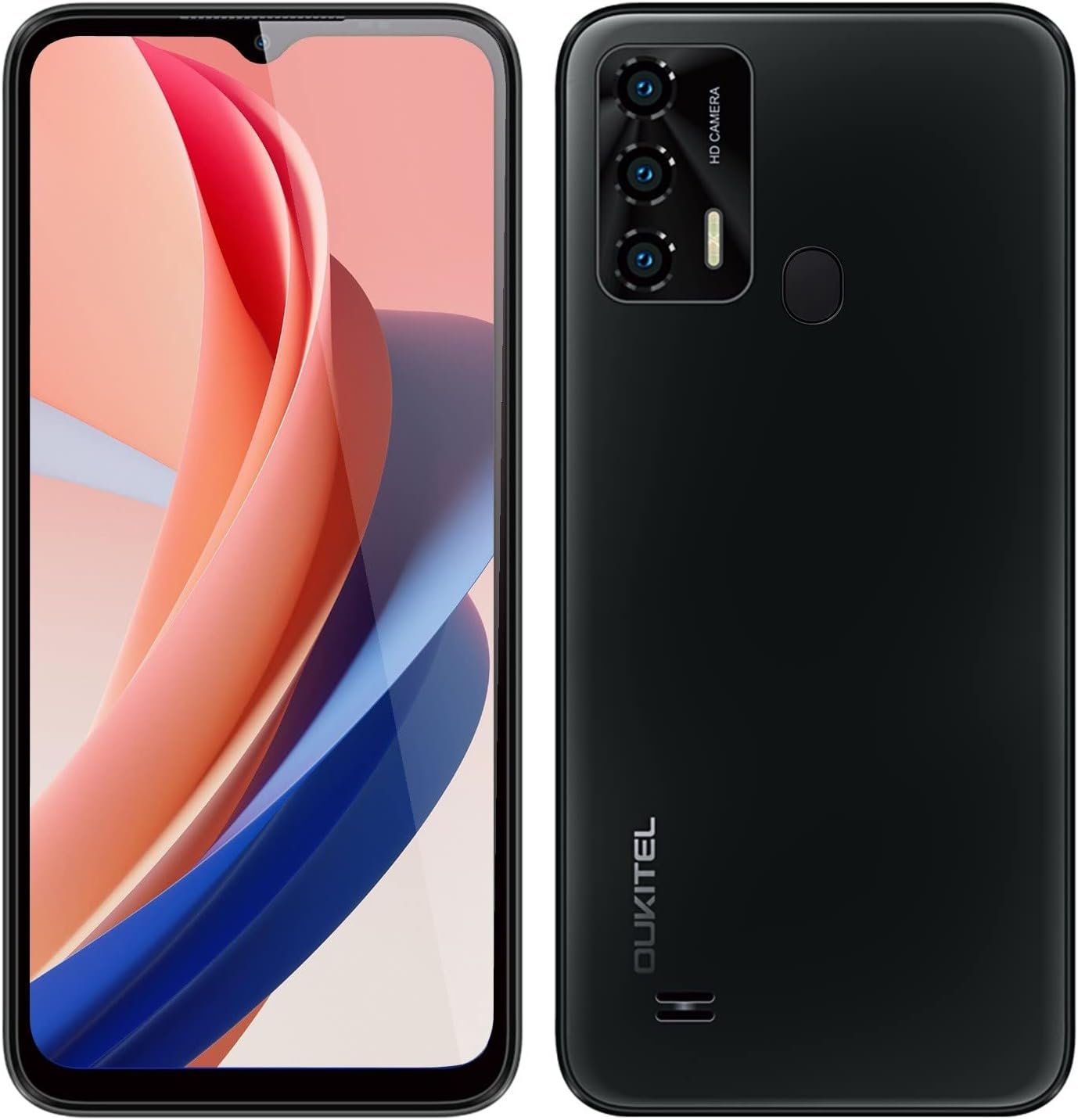 OUKITEL Android 12 4G Unlocked Mobile Phone C31 Pro, 4GB+64GB, Dual SIM+SD (Slot for 3 Cards), Qcta-Core Smartphone, 5150 mAh Battery, 6.52 Inch HD+, 13MP Camera, Fingerprint Black