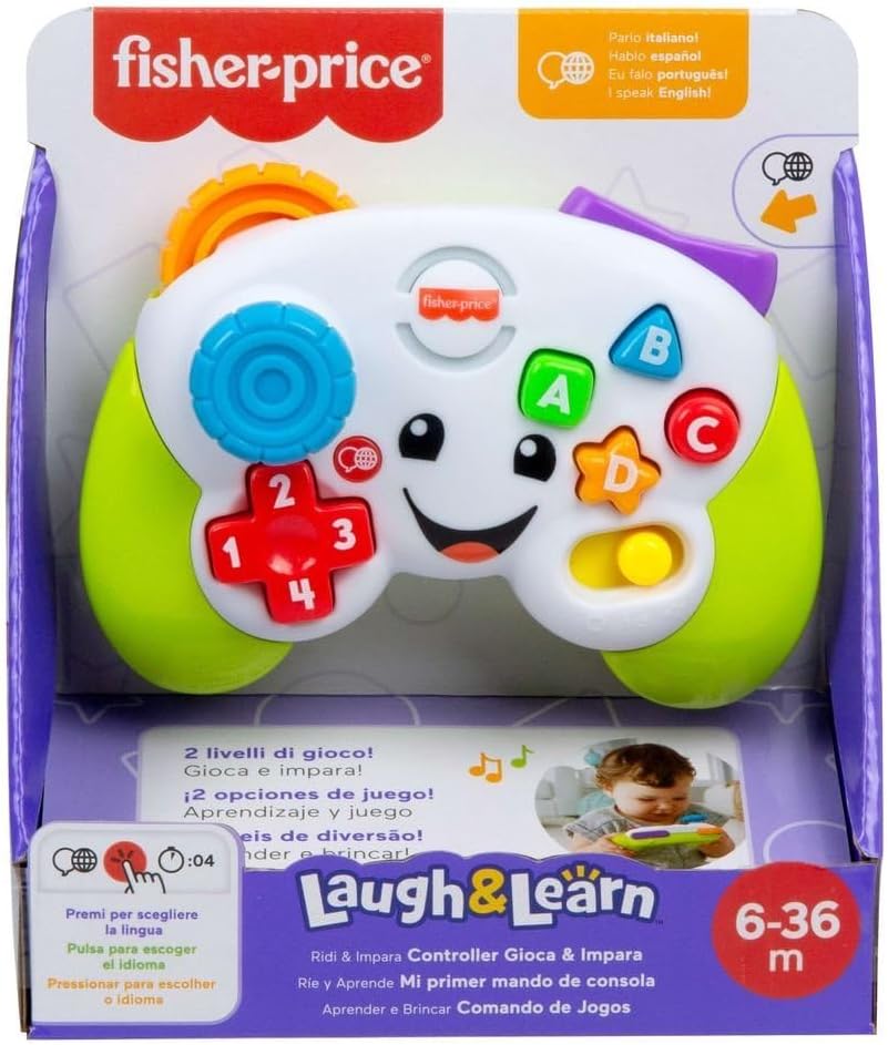 Fisher-Price Laugh & Learn JFD13 Console Controller with Music and Lights for Boys and Girls from 6 Months, Multilingual Version: English, Italian, Portuguese, Spanish