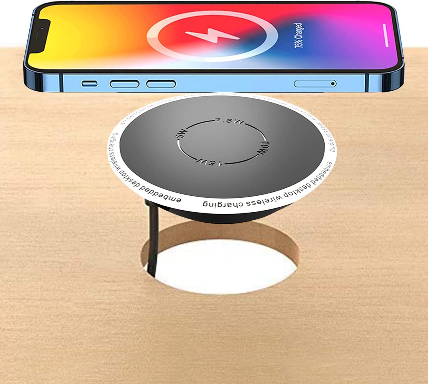 Built-in Wireless Charger - QI Standard Wireless Fast Charging Station 5W 7.5W 15W - Invisible Wireless Charger Compatible with iPhone 12, 11, XS, etc