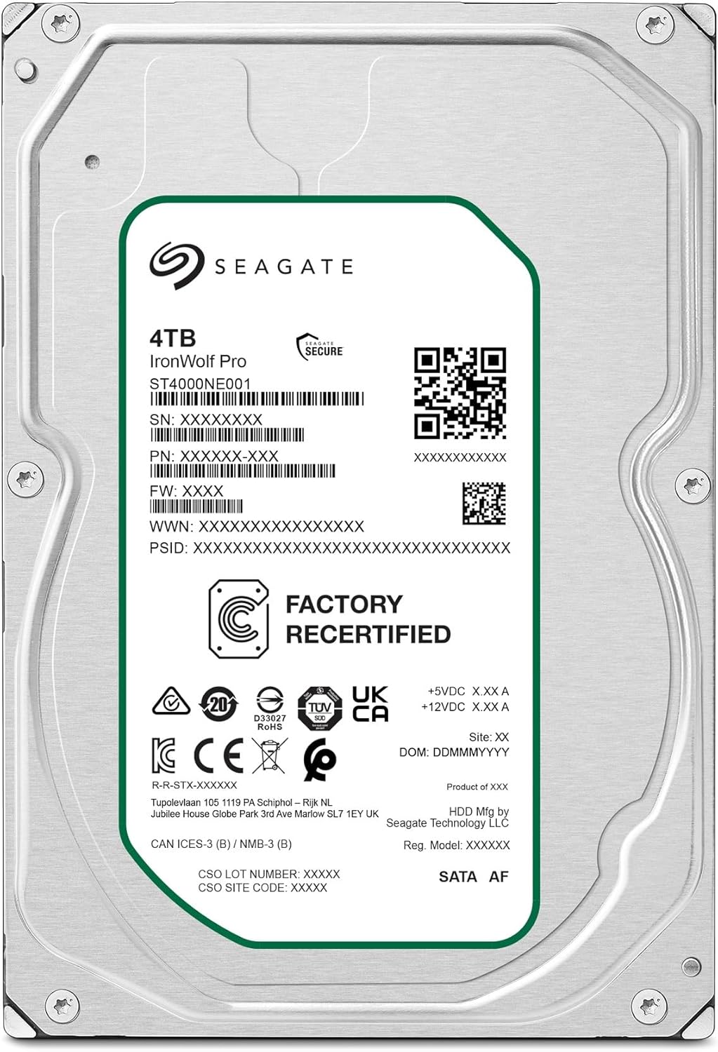 Seagate IronWolf Pro, 4 TB, NAS, Internal Hard Drive, CMR 3.5 Inch SATA 6 Gb/s, Storage Raid (ST4000NE001) (Refurbished)