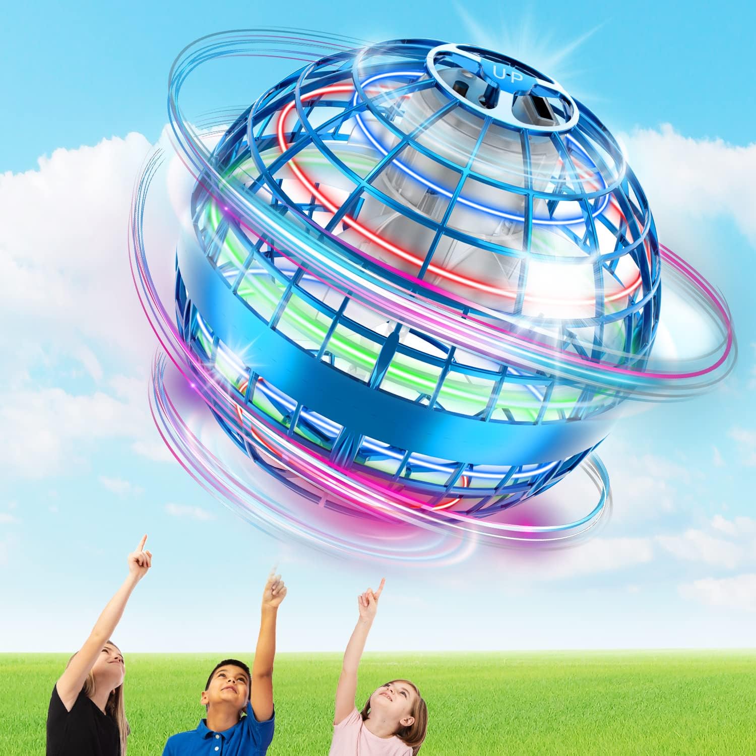 Korffe Fly Hand Spinner Drone for Children, Luminous Flying Ball, Christmas Gift, Boy's Toy 6-18 Years, Girl Toy 6-18 Years