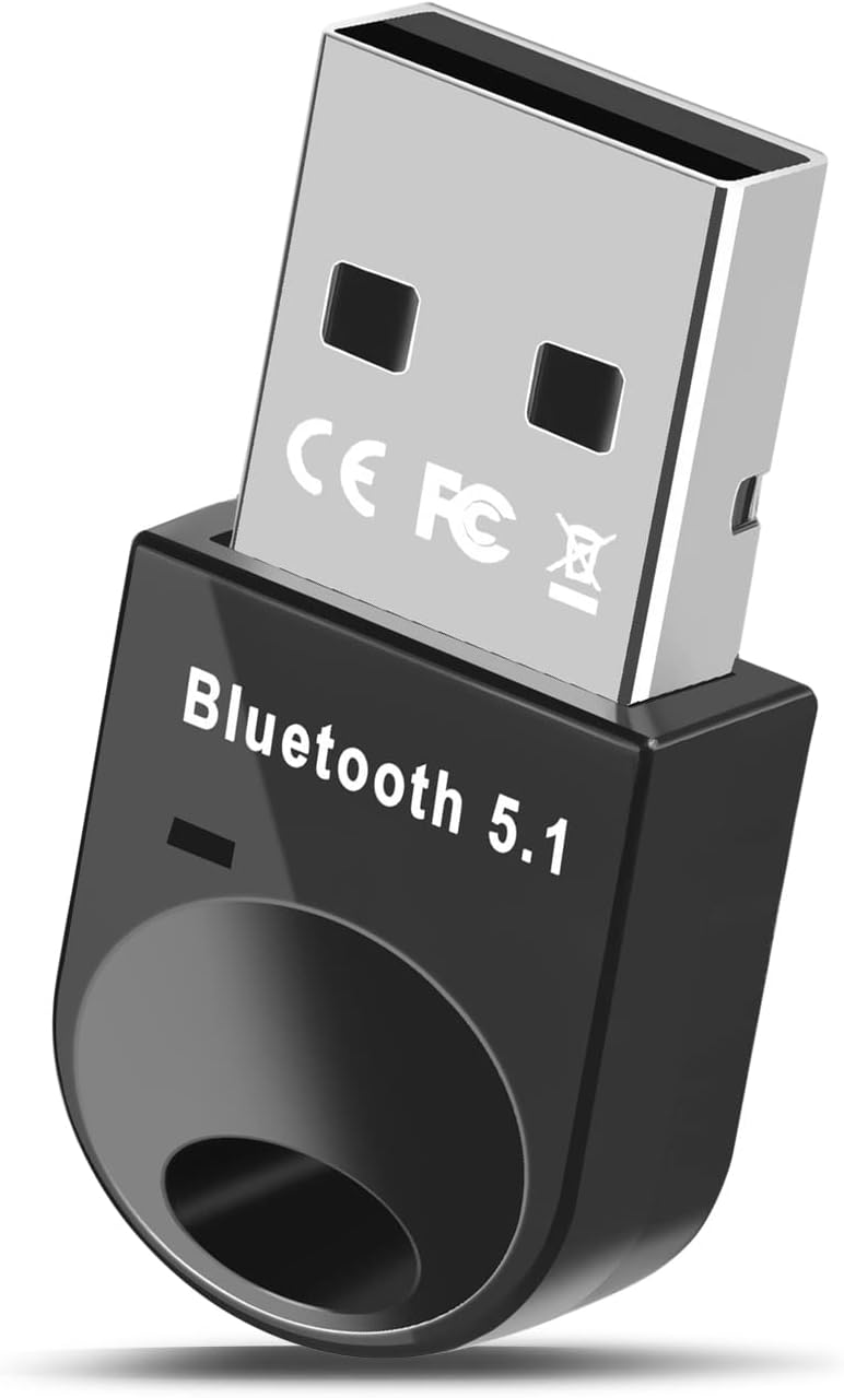 Bluetooth 5.1 Dongle, USB Bluetooth Stick for PC Compatible with Windows 11, 10, 8.1, 7, Wireless Bluetooth Adapter for PC, Gamepad, Mouse, Keyboard, Speaker, Prints